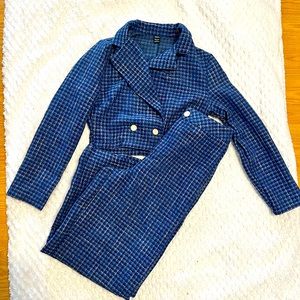 Shein Modely Lapel Neck Double Button Blazer & Wide Leg Pants